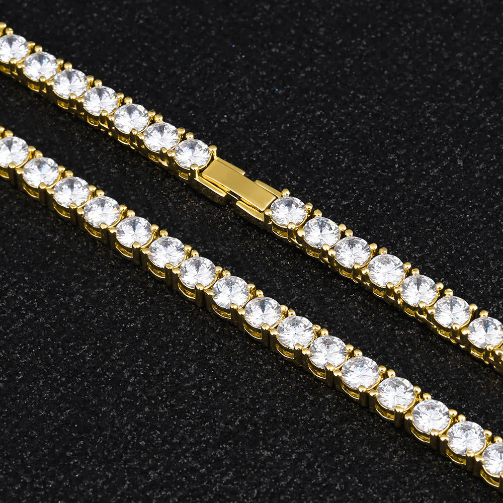 3mm Round Cut Tennis Chain For Women