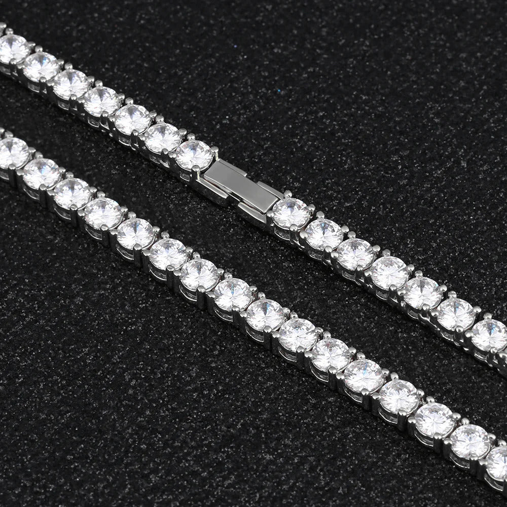 3mm Round Cut Tennis Chain For Women