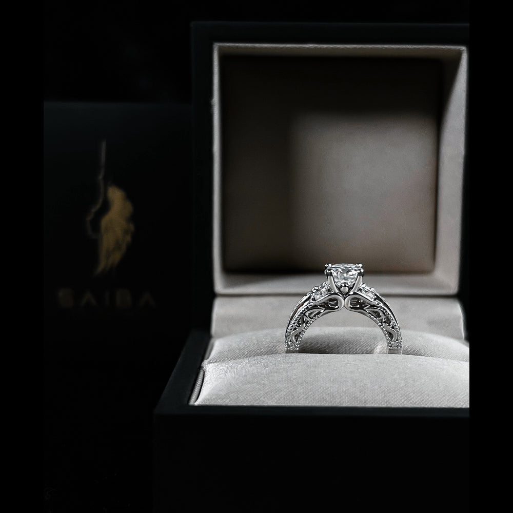 Triple Tier Stone Wedding Ring Set
