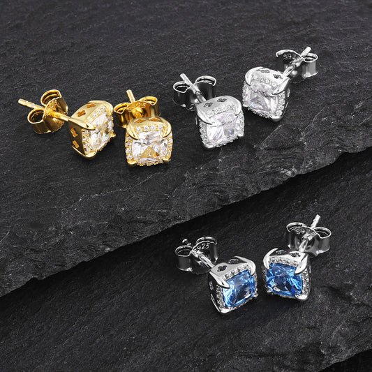 Diamond Encrusted Gold Stud Earrings