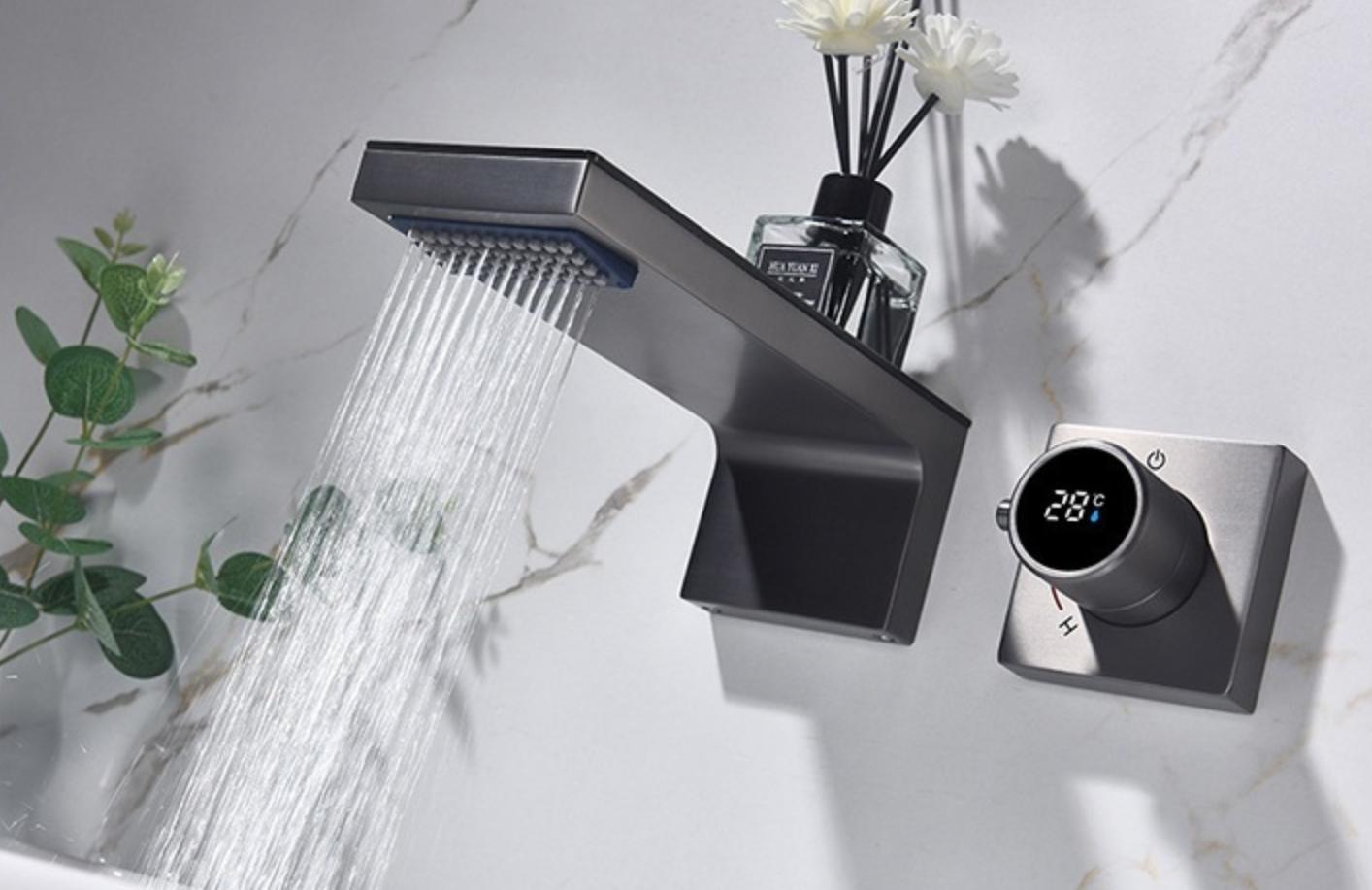 Rainfall Wall Mounted Faucet: LED Display