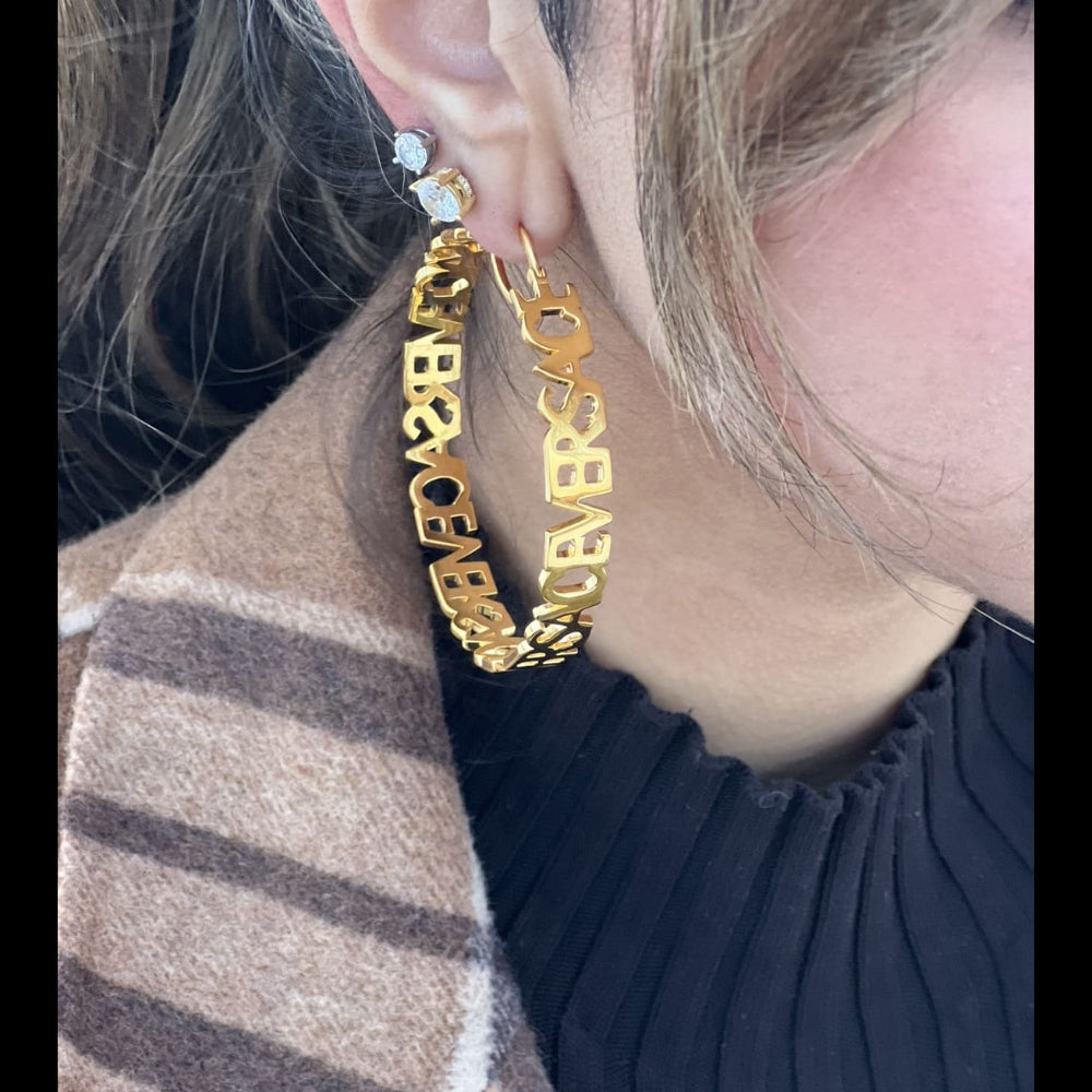 Custom Lettered Hoop Earrings