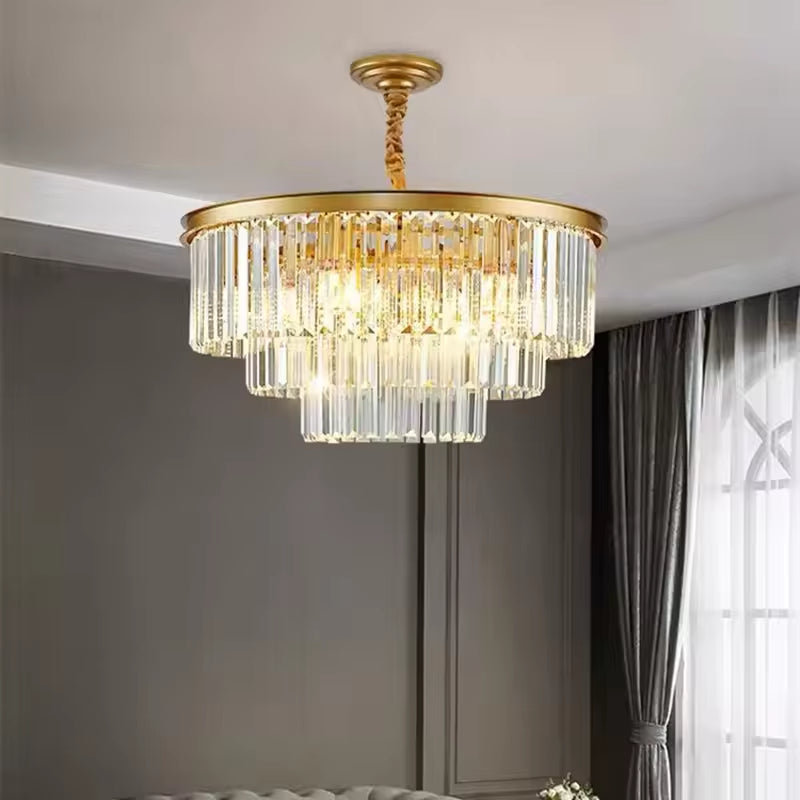 Medium Round Emerald Cut 4 Tier Crystal Chandelier