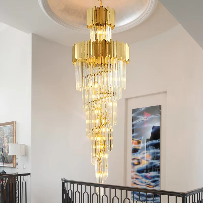 Elongated Emerald Cut Crystal Chandelier