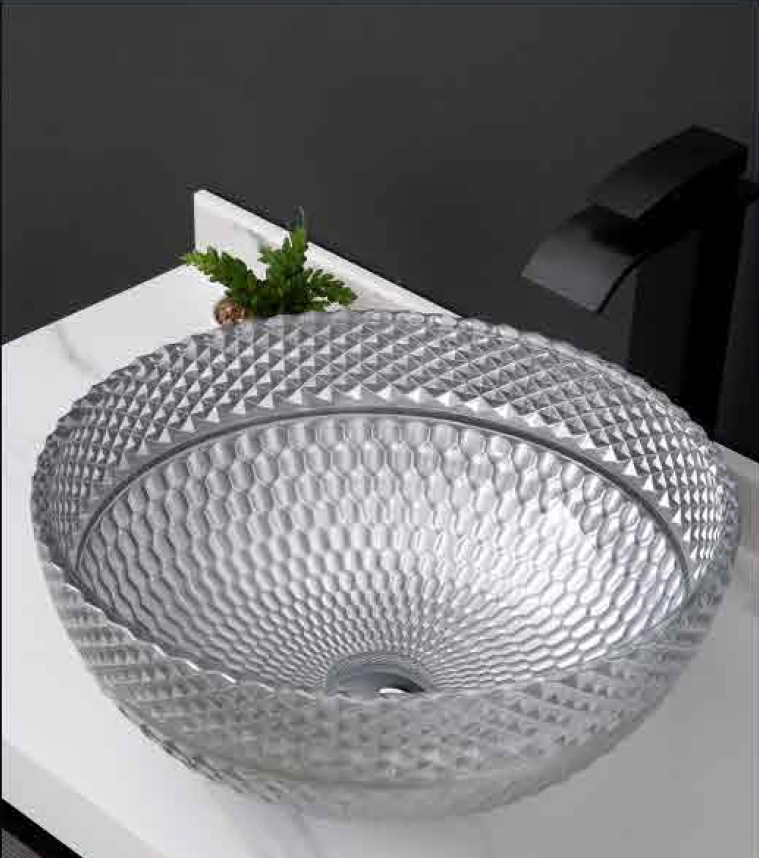 Glass Rounded Bowl Vessel Sink