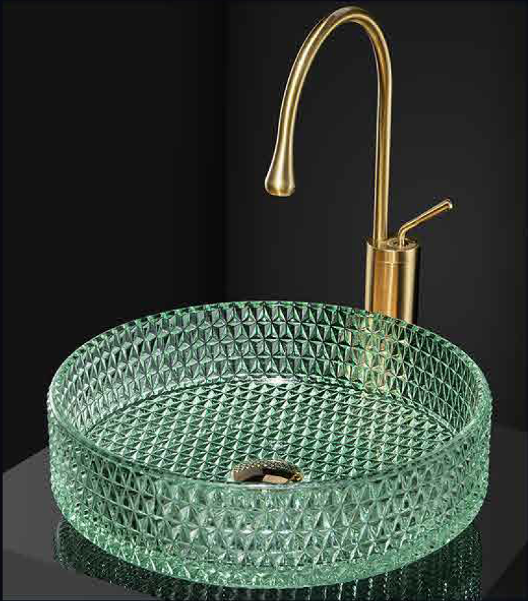 Glass Flat Base Round Vessel Sink