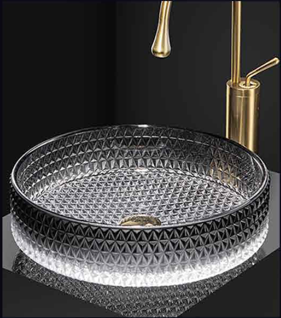 Glass Flat Base Round Vessel Sink