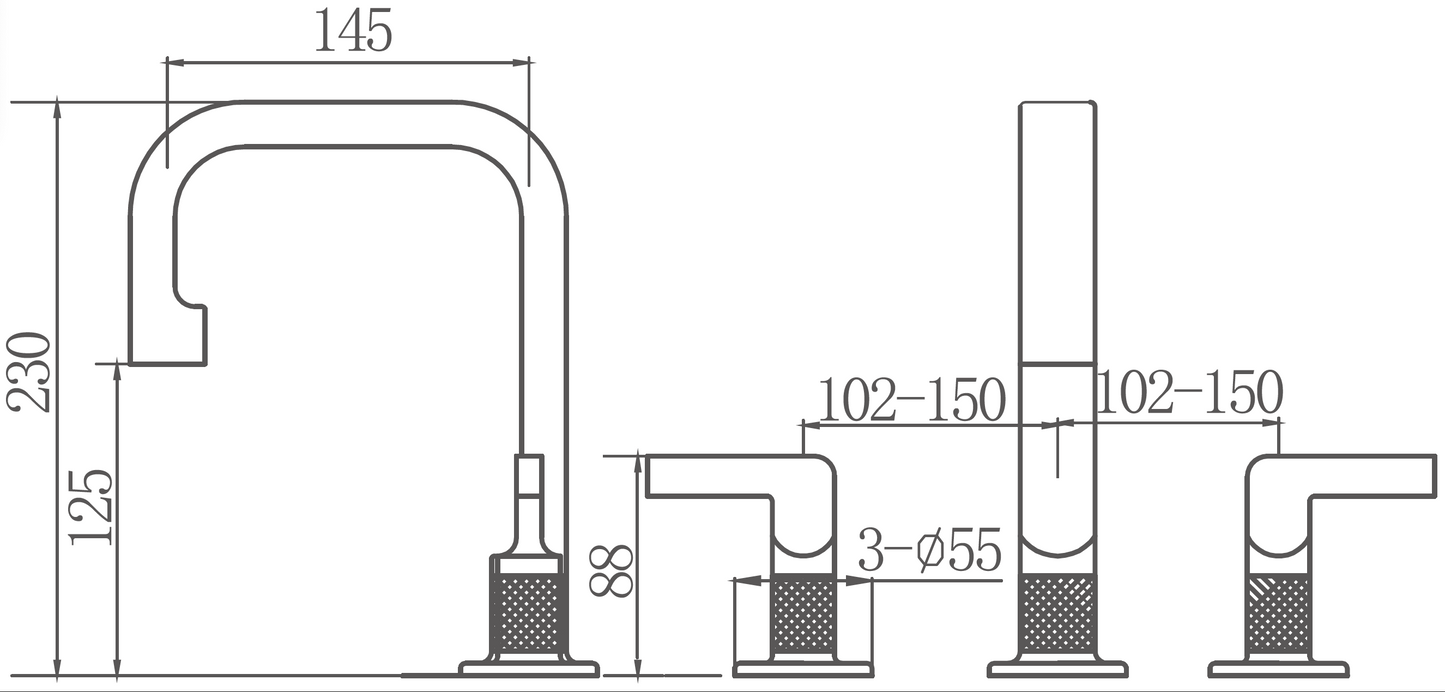 River Arc Three Hole Faucet